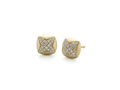 18kt yellow gold Quatrefoil stud earring and .3 cts diamonds. Available in white, yellow, or rose gold.
